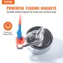 Magnet Fishing Kit, 544.3 kg Pulling Force Double Sided Fishing Magnets, 7.5 cm Diameter Magnet with Rope, Grappling Hook, Glove