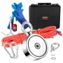 Magnet Fishing Kit, 544.3 kg Pulling Force Double Sided Fishing Magnets, 7.5 cm Diameter Magnet with Rope, Grappling Hook, Glove