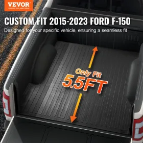 Lastbil sengemåtte, passer til 2015-2023 Ford F150 5,5 ft kort seng, 66,5 "x 64" gummibilgebed foring, 1/4 "tyk sengemåtte bil