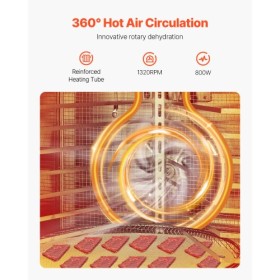 12 Trays Rotary Food Dehydrator Machine Stainless Steel 800W Fruit Drying