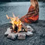 10 Pcs Gas Fireplace Logs, Large Ceramic Logs for Fireplace Decorative, Heat-Resistant Wood Log Gas Realistic Logs, Stackable Wo