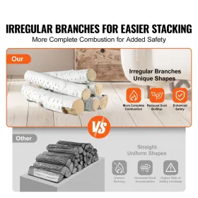 6 Pcs Large Withe Birch Logs, Gas Fireplace Ceramic Logs for Fire place, Heat-Resistant Wood Log Gas Realistic Logs, Stackable