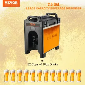 Isoleret drik dispenser, 2,5 gallon, LDPE i fødevarekvalitet
