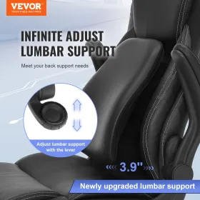 Executive Office Chair med avanceret justerbar lumbale support, høj ryg pu læderkontorstol ergonomisk til rygsmerter,