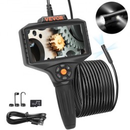 Triple Lens Inspection Camera with Light, 5" IPS Screen Industrial Borescope, 8X Zoom 1080P HD Split Screen, 10 LED Lights