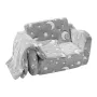 Fold-out Kids Sofa, Glow-in-the-Dark Kids Couch Chair, 2-in-1 Children Convertible Sofa to Lounger, Extra Soft Flip-out Toddler 