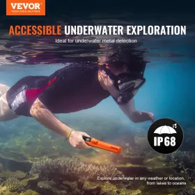 Metal Detector Pinpointer, IP68 Fully Waterproof Handheld Pin Pointer Wand, 114mm/4.5" Detection Depth, 3 Modes, LCD Screen, Tre