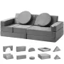 Play Couch, 15pcs Modular Kids Couch, Toddler Foam Sofa Couch with High-density 25D Sponge for Playing, Creativing, Sleeping, Im