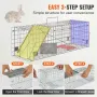Live Animal Cage Trap, 61 x 20.3 x 20.3 cm Humane Cat Trap Galvanized Iron, Folding Animal Trap with Handle for Rabbits, Stray C