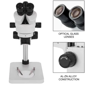 3.5X-90X Stereo Microscope 360Â°Swiveling Trinocular Stereo Microscope with Pillar Stand