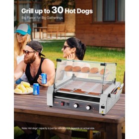 Electric 30 Hot Dog 11 Roller Commercial Grill Cooker Machine 2200W