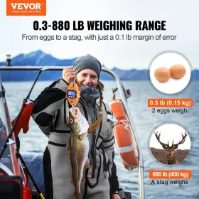 Digital kranskala, 880 lbs/400 kg, industriel tunge hængende