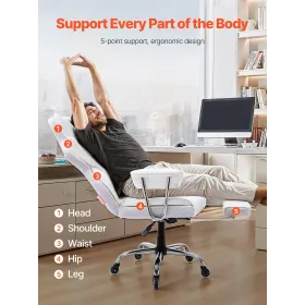 Beklædningskontorstol med fodstøtte, tunge pu læder bred kontorstol, store og høje udøvende kontorstole med lænden