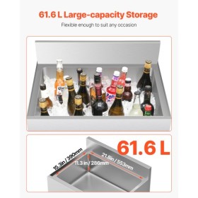 Commercial Ice Bin 61.6 L Underbar Ice Bin with Sliding Lid for Kitchens