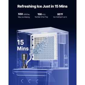 Commercial Ice Maker 550LBS/24H & 250LBS Storage Bin Auto Self-Cleaning