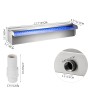 Stainless Steel Waterfall Pool Fountain 17.7 x 4.5 x 3.1 Inch Rectangular Pool Fountain with LED Strip Light Constructed