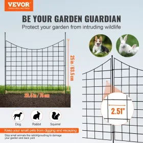 Garden Fence, No Dig Fence 92.96 (H) x 74.93 cm (L) Animal Barrier Fence, Underground Decorative Garden Fencing with 16 cm Spike