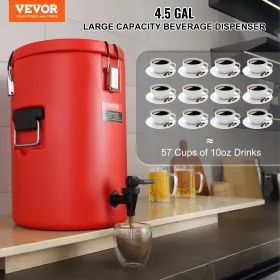 Rustfrit stål isoleret drik dispenser, 4,5 gallon 17,2 liter