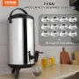 Stainless Steel Insulated Beverage Dispenser, 2.4 Gallon 9.2 Liter, Thermal Hot and Cold Drink Server Dispenser with Spigot Hand