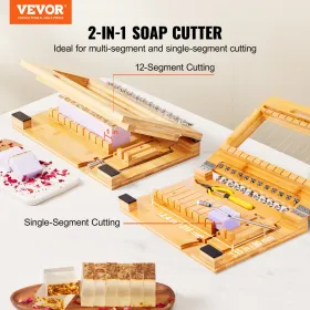 Soap Cutter, Cut 1-12 Bars, Precisely and Accurately Cut 1 Inch Bars, Bamboo Soap Slicer With Steel Wire, Multi Handmade Soap