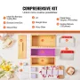 Soap Making Kit, Bamboo Cutting Box and Inner Box with Silicone Mold, Stainless Steel Straight Cutter and Wavy Cutter, 100 Bags 