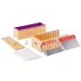 Soap Making Kit, Bamboo Cutting Box and Inner Box with Silicone Mold, Stainless Steel Straight Cutter and Wavy Cutter, 100 Bags 