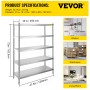 Shelving Unit 48x18.5 Inch Storage Shelves 5-Tier shelving Units And Storage Adjustable Shelf Storage Unit Adjustable Feet