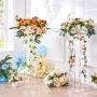 2PCS 31.5inch/80cm High Wedding Flower Stand, With Acrylic Laminate,Acrylic Vase Column Geometric Centerpiece Stands, Floral Dis