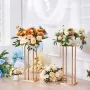 4 stk. Guld metal søjle bryllupsblomststativ, 31,5 tommer/80 cm