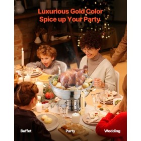 5 Qt 4 Pack Round Chafing Dish Buffet Set Full-Size Pan Stainless Steel