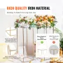 10PCS 31.5inch/80cm High Wedding Flower Stand, With Acrylic Laminate,Metal Vase Column Geometric Centerpiece Stands, Gold Rectan