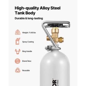 CO2 Tank 4.41 lbs Alloy Cylinder with DIN477 Valve TUV Approved
