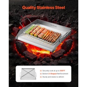 18x16 in Flat Top Griddle Stainless Steel Universal BBQ Grill Pan Cookware