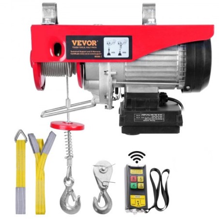 Electric Hoist, 880 lbs Lifting Capacity, 850W 220V Electric Steel Wire Winch with Wireless Remote Control, 40ft Single Cable