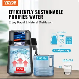 4L vanddestiller Purifier Machine bordplade rustfrit stål