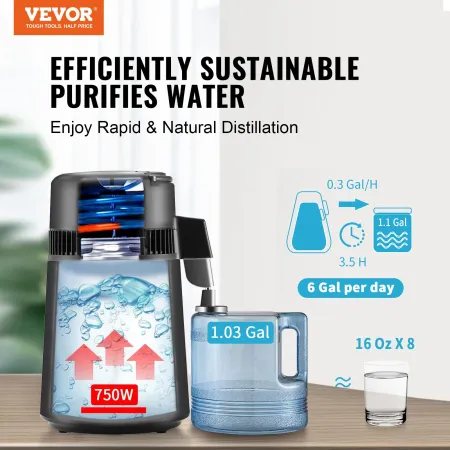 4L vanddestiller Purifier Machine bordplade rustfrit stål