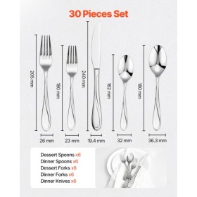 30-Piece Silverware Set Stainless Steel Cutlery Flatware Utensils for 6