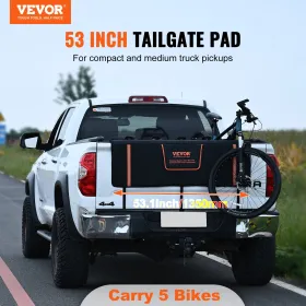 Tailgate Bike Pad, 53" Truck Tailgate Pad Carry 5 Mountain Bikes, Tailgate Protection Pad with Reflective Strips and Tool