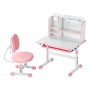 Kids Study Chair and Desk with Bookshelf & Drawer Height Adjustable Pink