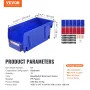 Plastic Storage Bin, (11-Inch x 5-Inch x 5-Inch), Hanging Stackable Storage Organizer Bin, Blue/Red, 12-Pack, Heavy Duty Stackin