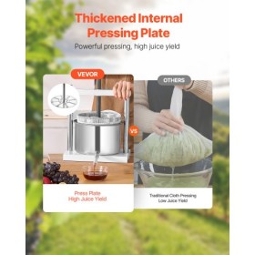 Frugtvin Press Manual Press til vinfremstilling 1,45 gal/5L rustfrit stål