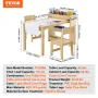 Kids Art Table and 2 Chairs, 2-in-1 Toddler Craft and Play Activity Table, Wood Toddler Table and Chair Set with A Cabinet for A