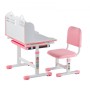Kids Study Chair and Desk with Bookshelf & Drawer Adjustable Height Pink