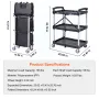 Foldbar forsyningsvogn, 3 hylde 165 kg kraftig plastikrullende