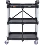 Foldbar forsyningsvogn, 3 hylde 165 kg kraftig plastikrullende