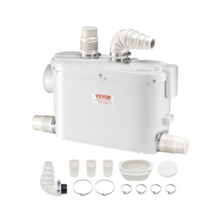 Macerator Pump, 500W, 6600 L/H Flow, 26,2 ft/8 m hoved, macerator kloak sump pumpe med 3 vandindløb til toilet, kælder,
