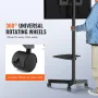 Mobile TV Stand, Mobile TV Cart for 23 to 60 inch TVs, Height Adjustable Portable TV Stand with Wheels, with A Tray for Audio-Vi