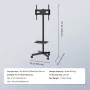 Mobile TV Stand, Mobile TV Cart for 23 to 60 inch TVs, Height Adjustable Portable TV Stand with Wheels, with A Tray for Audio-Vi