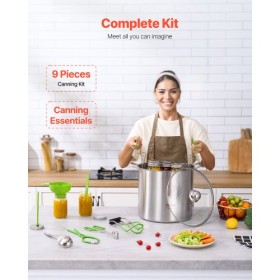 Canning Supplies Starter Kit 9 PCS Rustfrit stål vandbad Canning Set