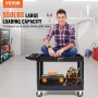 Utility Service Cart, 2 Shelf 249.5 kg Heavy Duty Plastic Rolling Utility Cart with 360° Swivel Wheels (2 with Brakes), Large Li